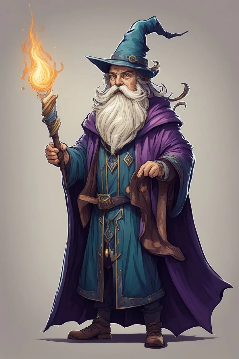 Wizard with majestic beard and pointy hat doing wizard stuff