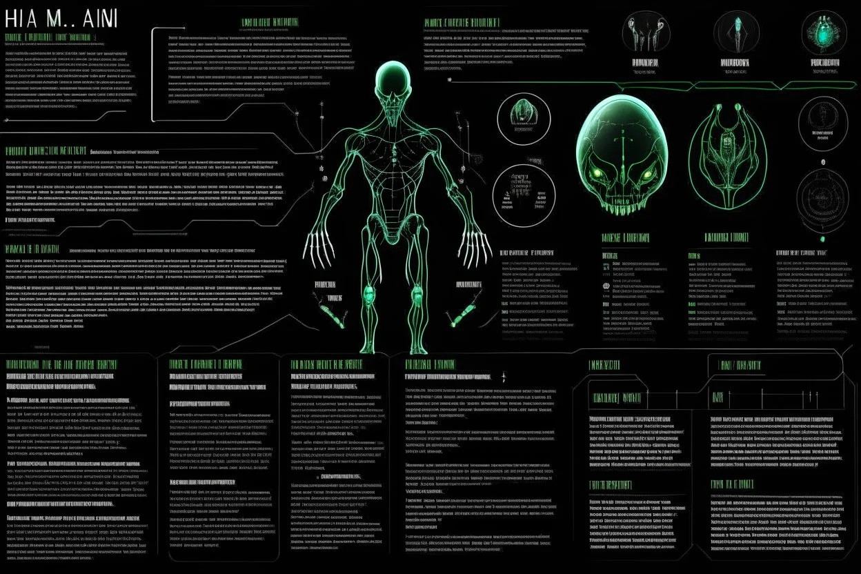 alien infographic with info about humans, black background, big text