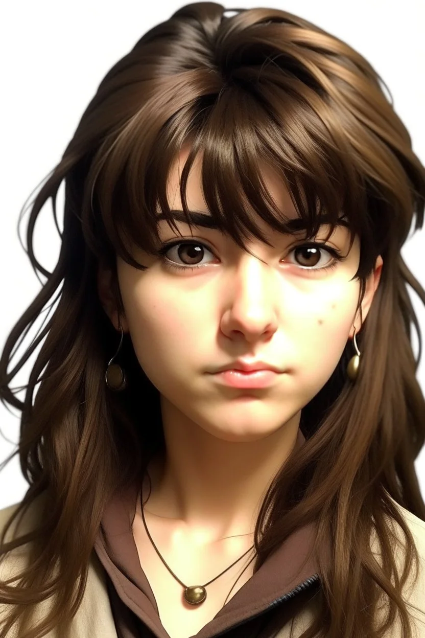 jojos style brown mullet bangs japanese girl character