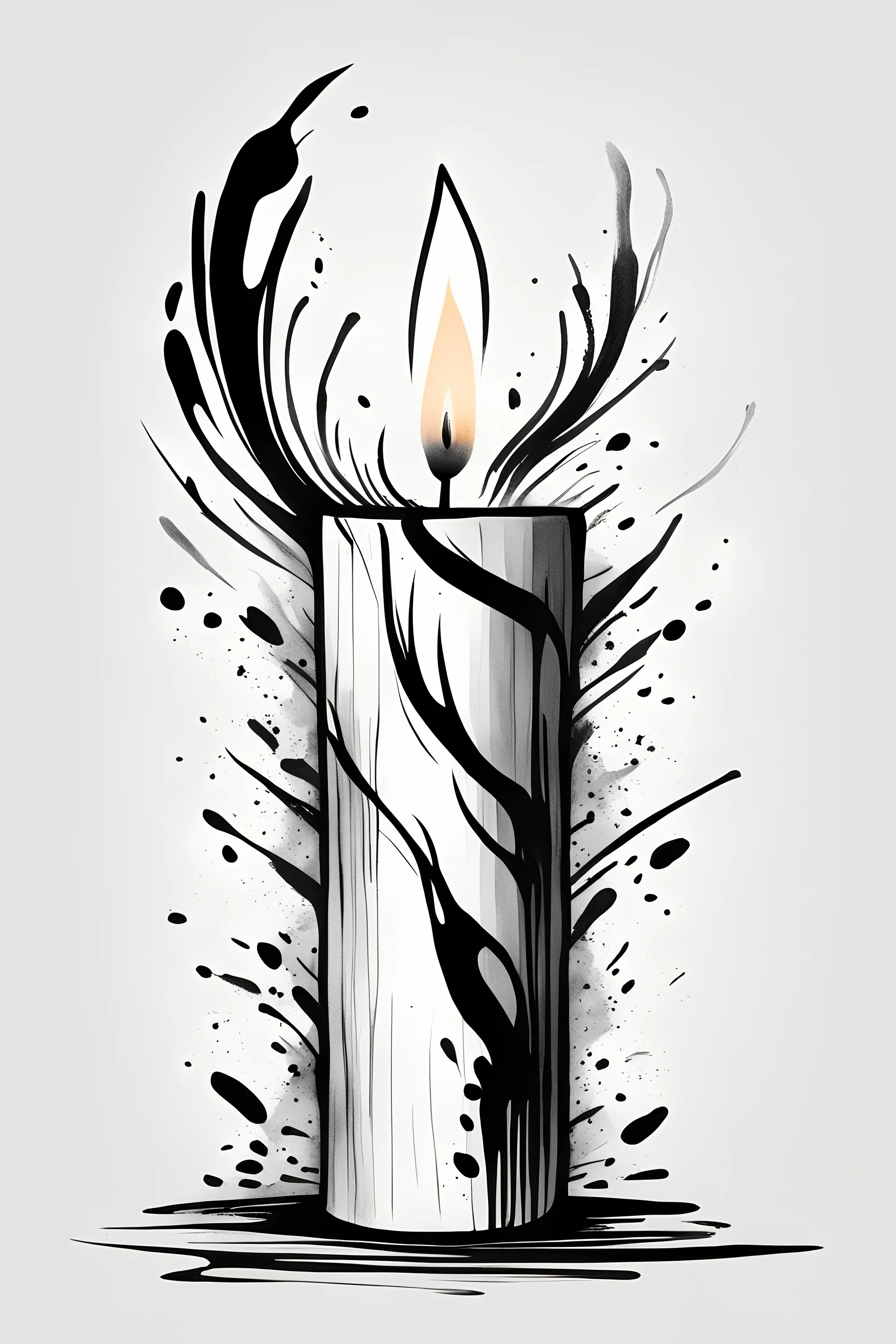 Black and White Realistic Drawing Flowers Pillar Candle | Zazzle