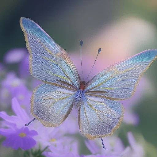 beautiful transparent butterfly, flowers in cosmos, smooth, extremely sharp detail, finely tuned detail, ultra high definition, 8k, unreal engine 5, ultra sharp focus, accurate hands