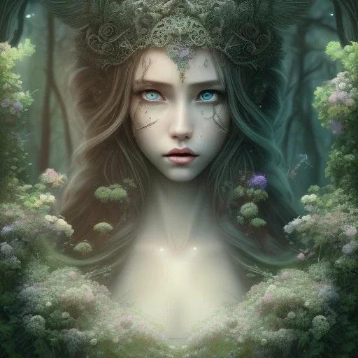 disney, epic dark queen,tears, forest green, majestic, ominous, wildflowers background, intricate, masterpiece, expert, insanely detailed, 4k resolution, retroanime style, cute big circular reflective eyes, cinematic smooth, intricate detail , soft smooth lighting, soft pastel colors, painted Rena