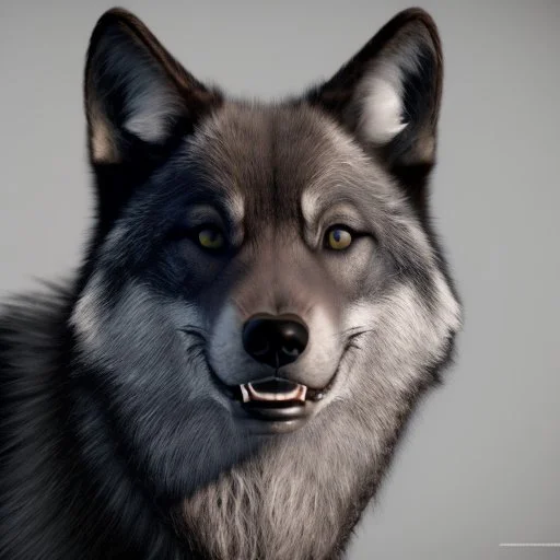 black alpha wolf baring teeth photorealistic