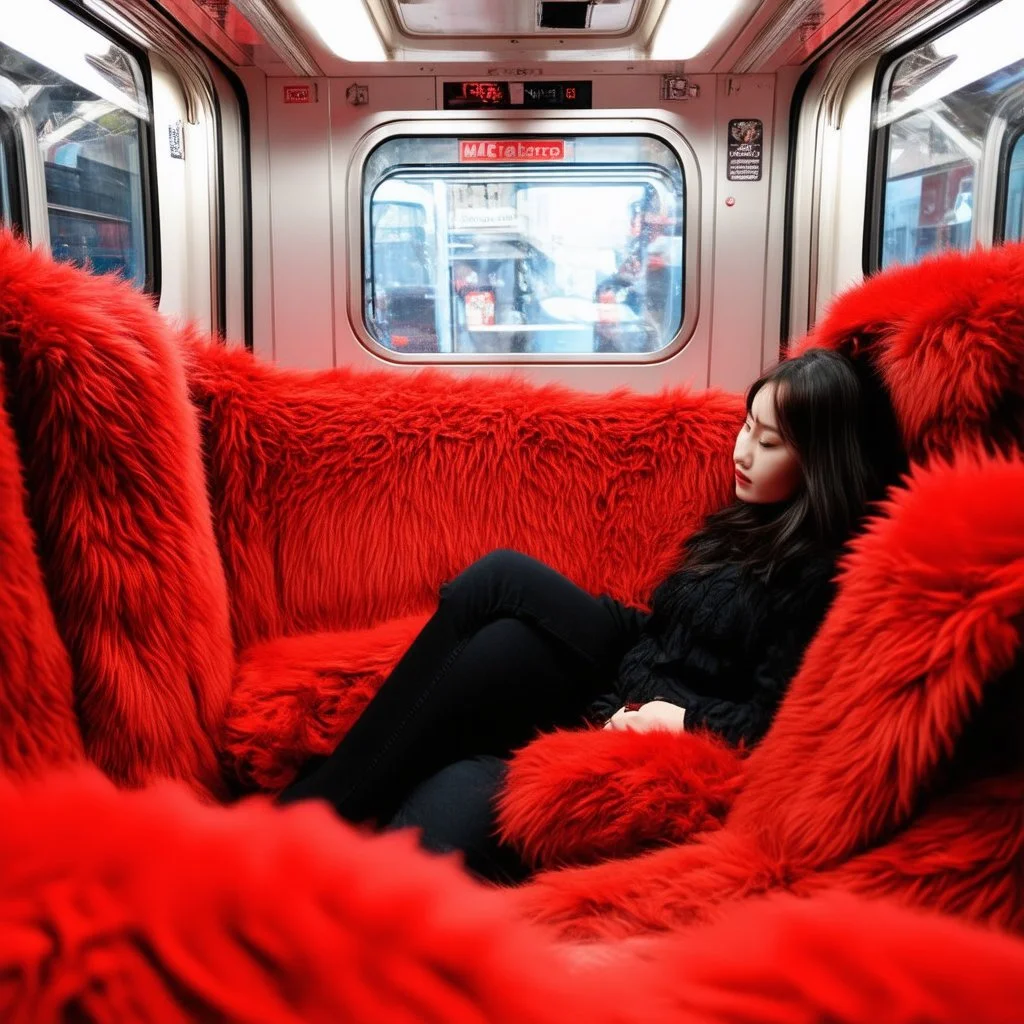 Métro en fourrure rouge, ambiance xocooning