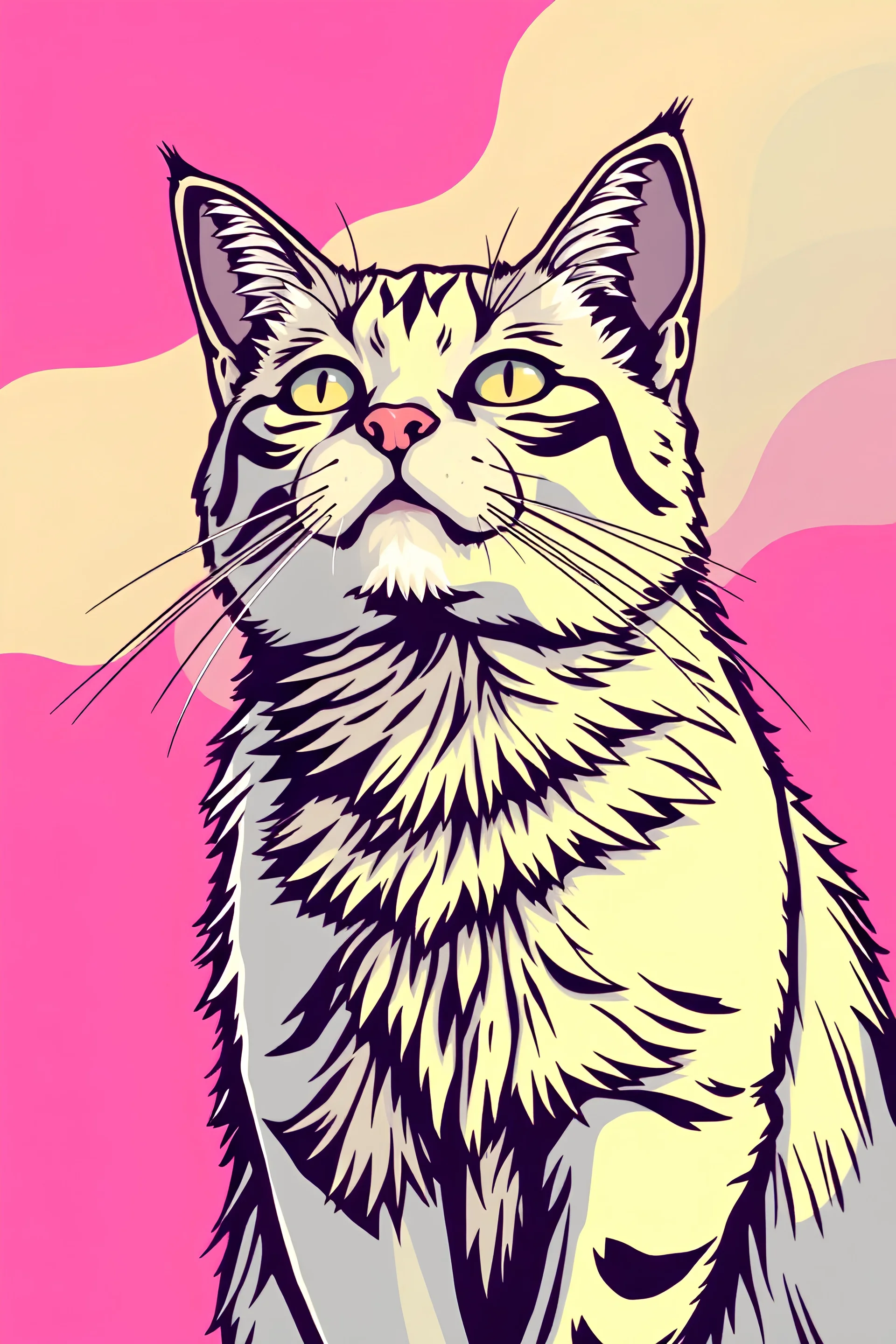 gig cat, line art, vector, cloring page