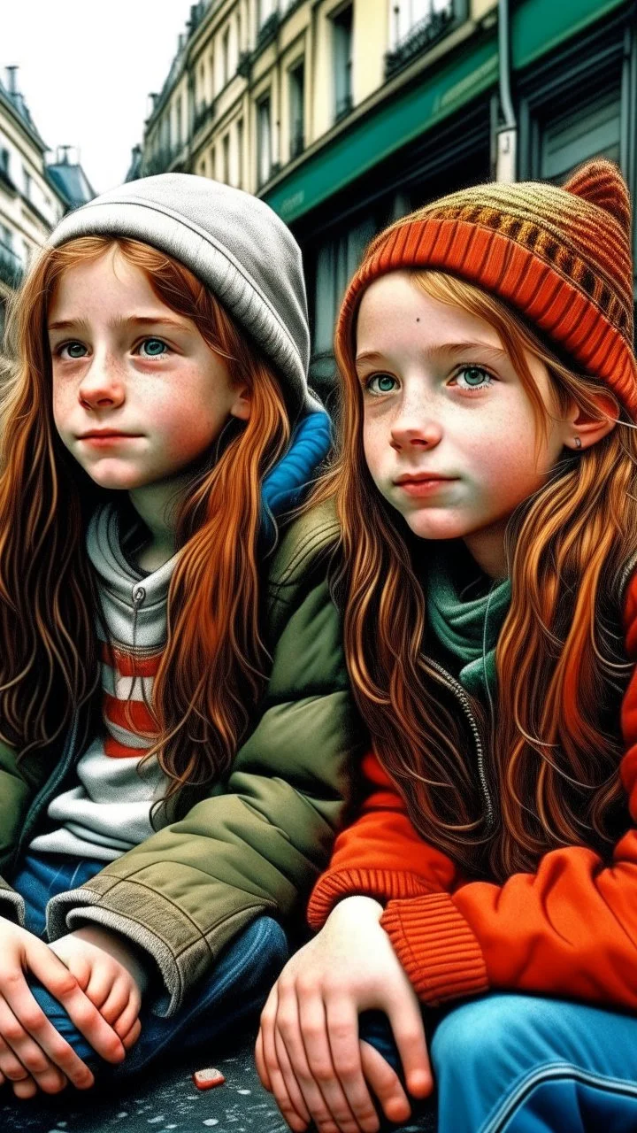 iki kız beraber sokakta oturuyorlar yaşları daha büyük liseliler daha renkli kızlardan birinin saçı kabarık diğerininki ise biraz uzun geniş açı ikisininde vücudu net görünsün