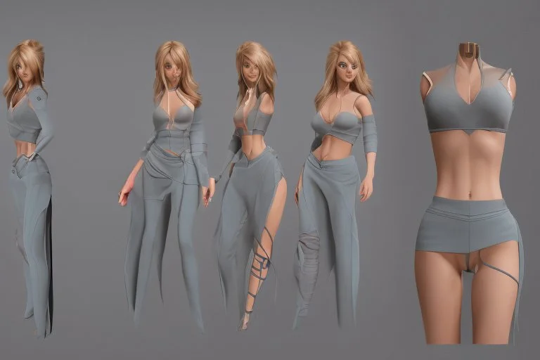 Female characters design mode sheet often have softer curves and a more hourglass figure. Consider the proportions of the bust, waist, and hips to create a feminine silhouette. full anatomy with modern cloth like jeans and t shirt.
