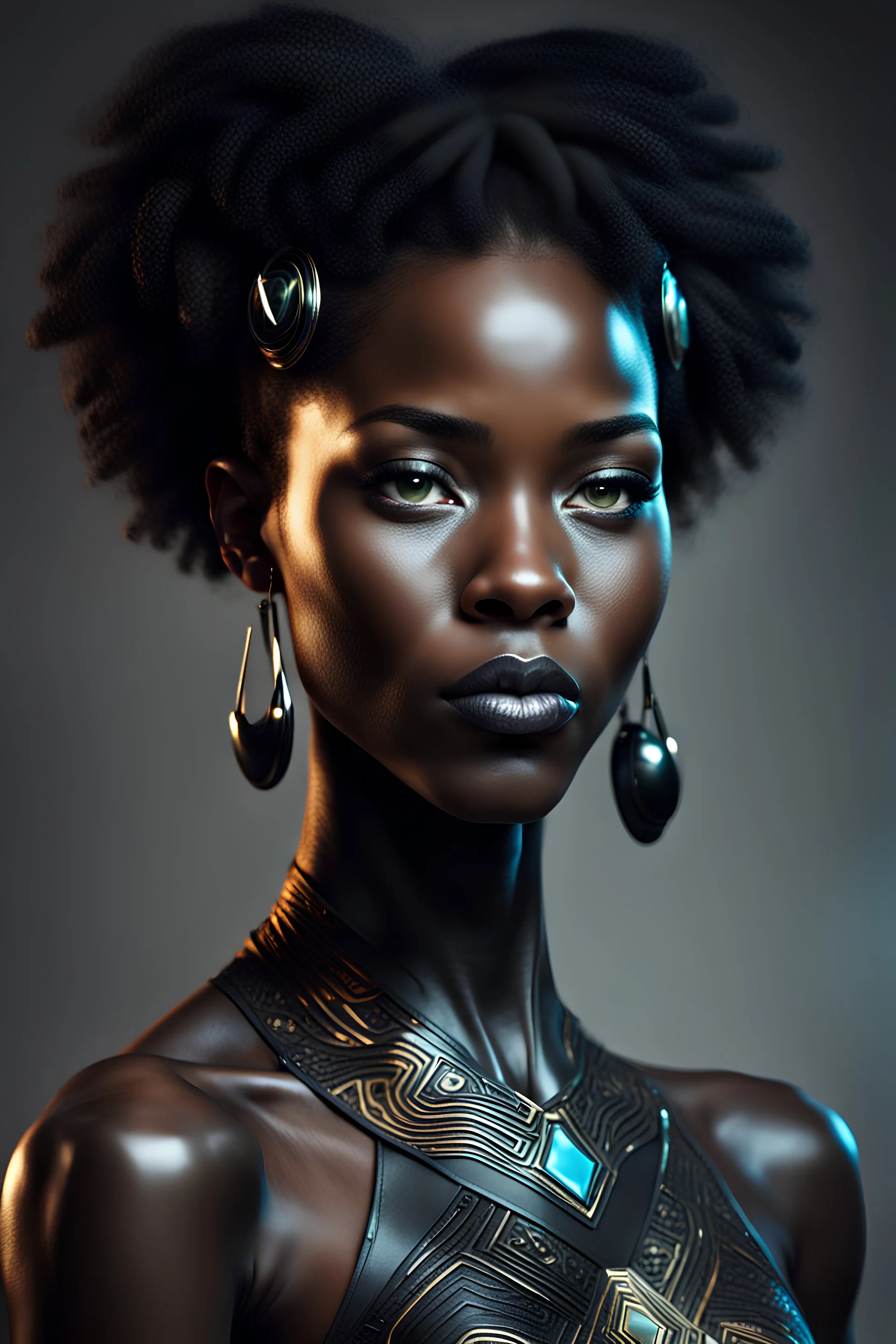 Beautiful young black Panter woman humanoid