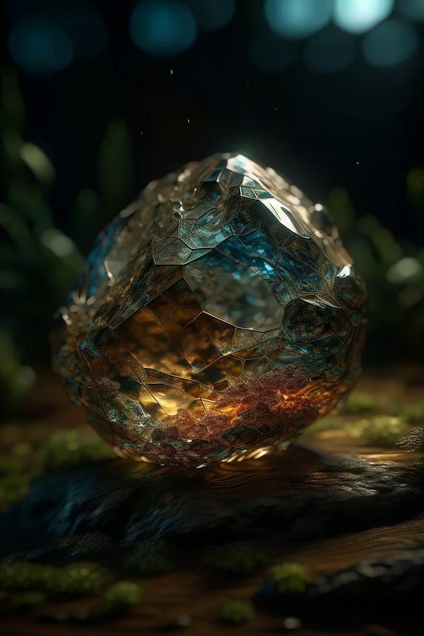 The "Primordial Heartstone" - A rare and enormous crystal located at the heart of the planet's crystalline network. It holds the power to shape the planet's geological and biological evolution., photo-realistic, shot on Hasselblad h6d-400c, zeiss prime lens, bokeh like f/0.8, tilt-shift lens 8k, high detail, smooth render, down-light, unreal eng