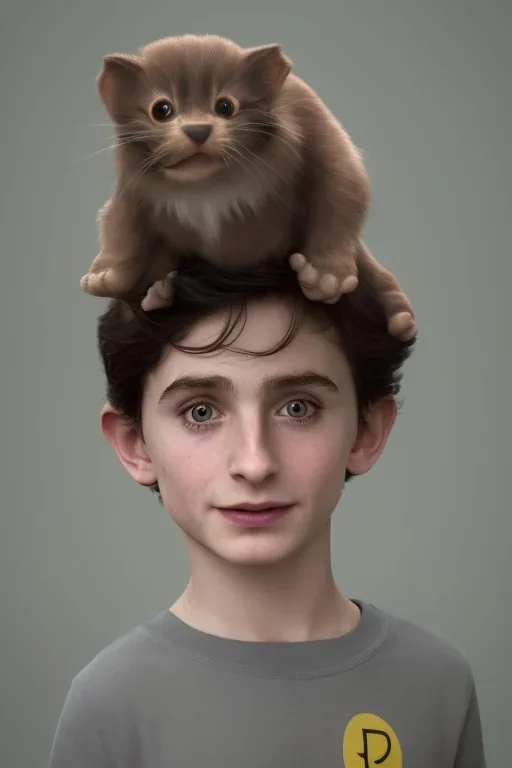 Timothee chalamet toddler, full body, jump, bokeh, hyper realistic