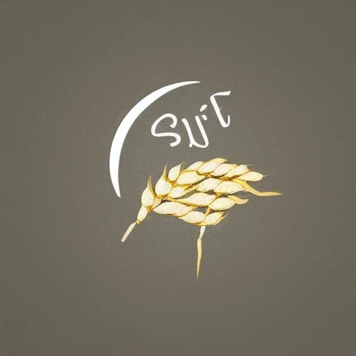 An artistic logo of 5 beautiful wheat ears, with full HD, 4K, 8K, 16K details