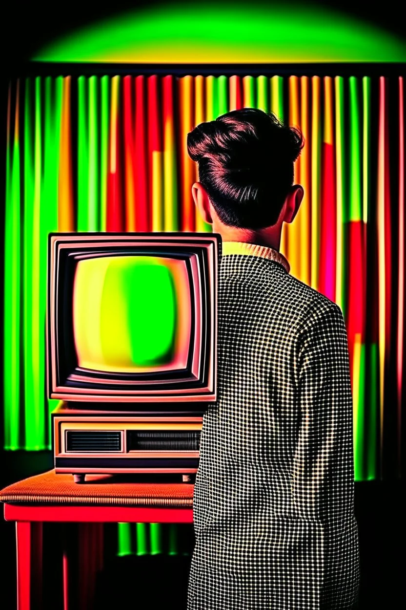 man on glitchy retro TV