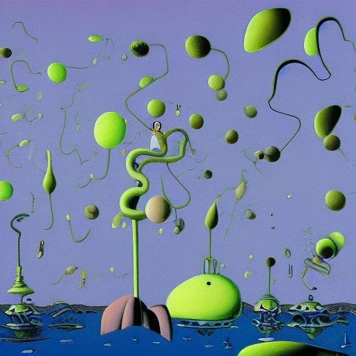 sureal landscape in microcosm with planktonic creatures by yves tanguy and dr seuss