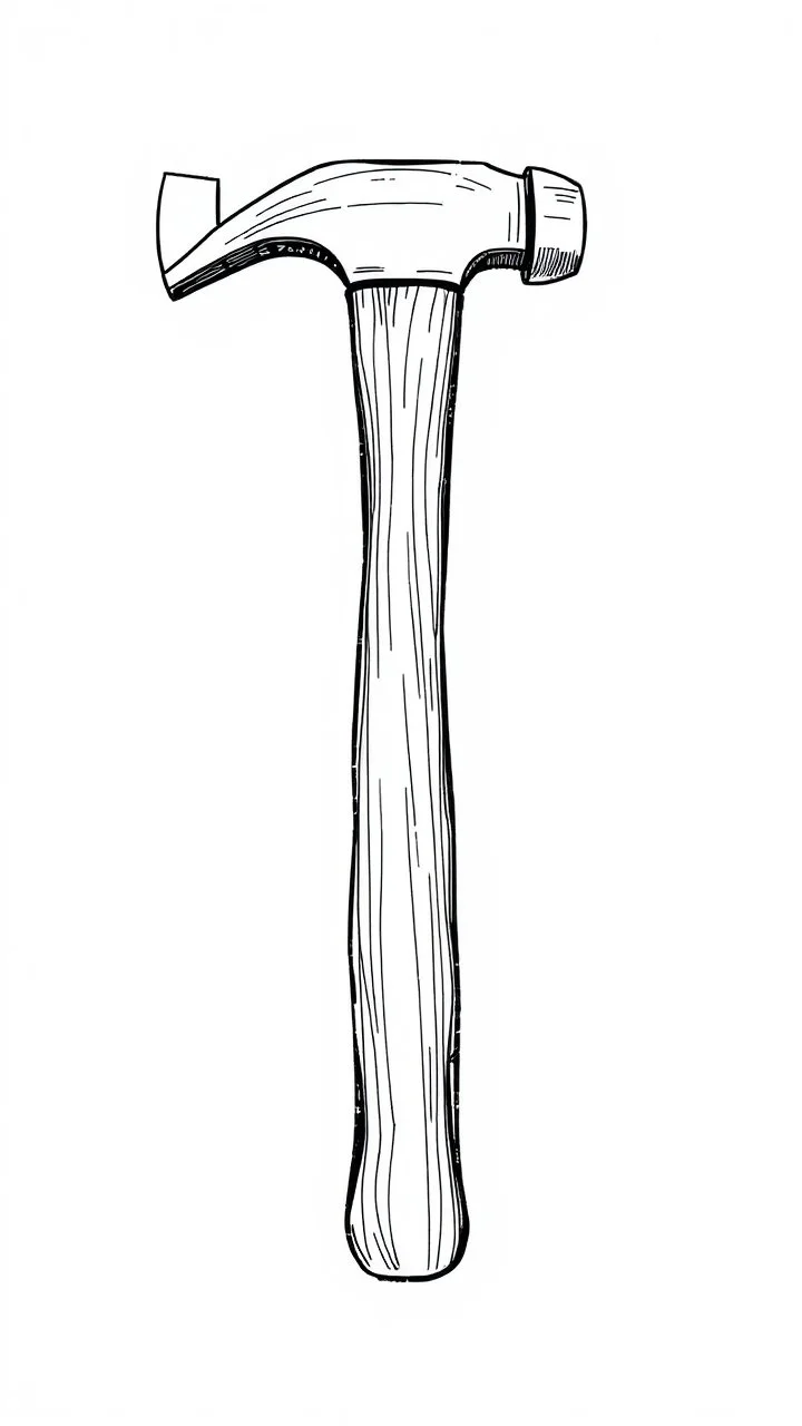 framing hammer, detailed line drawing, vector