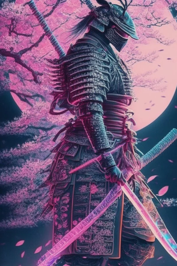 Mystical samurai emitting an aura