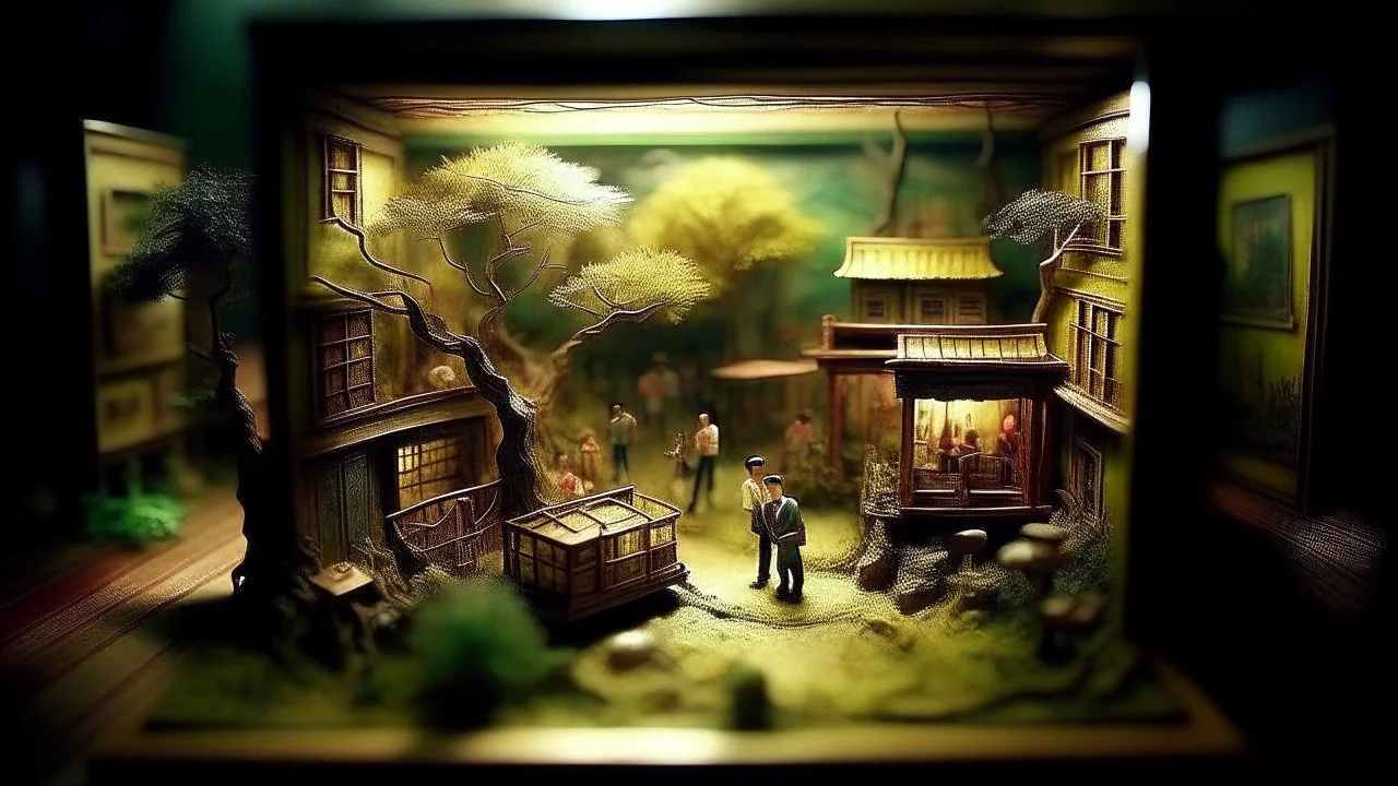 photorealistic dramatic, art by Qian Du, lomo, diorama