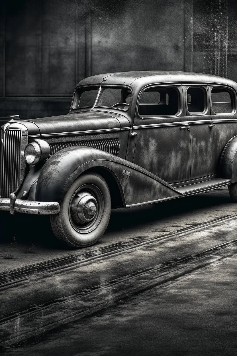 An old classic car 1900 a full side view , Hyper Realistic Aerial Grungy Dark-Grey Brush strokes on a dark rustic background with charcoals