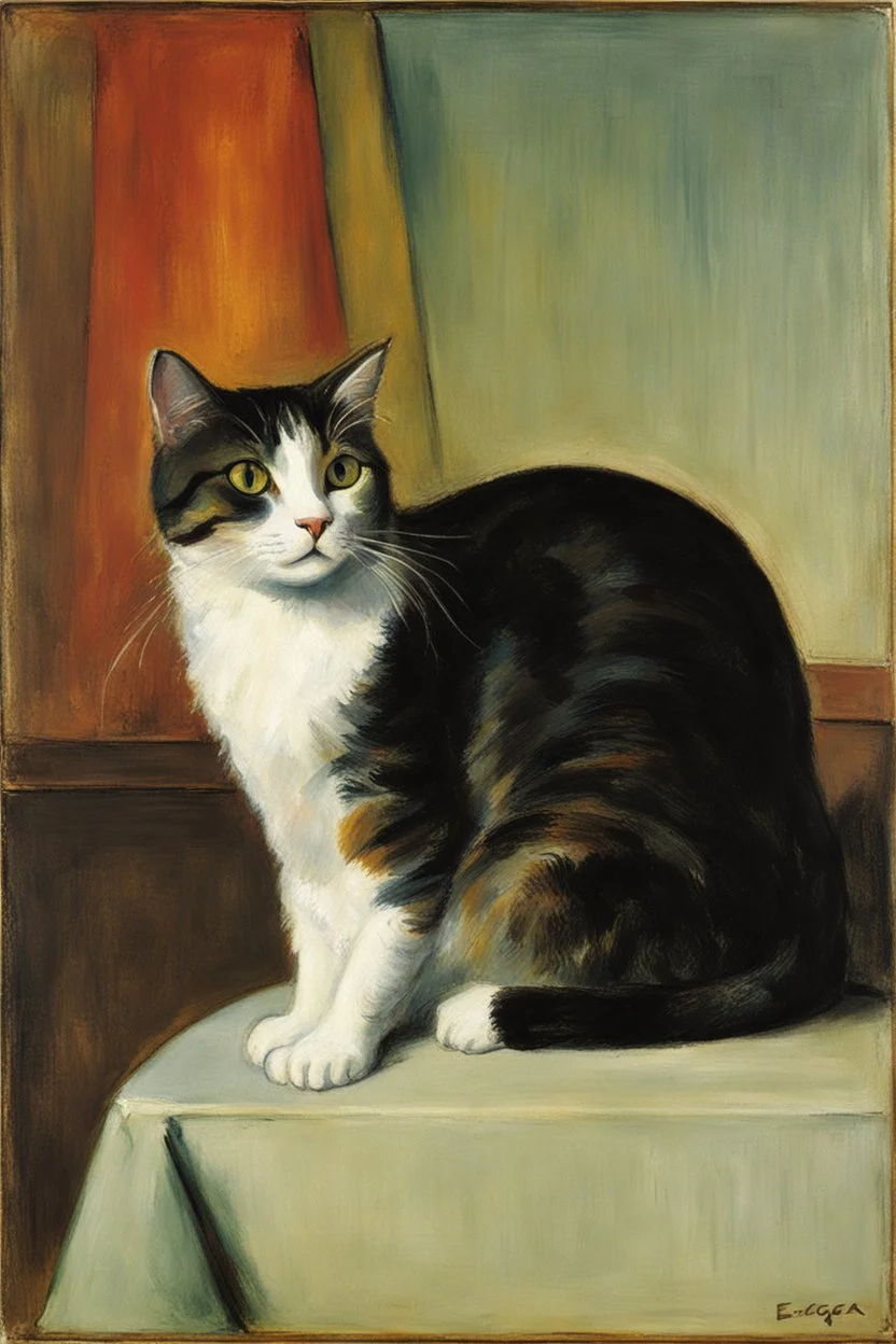 Partret of a cat calicó by Edgar Degas