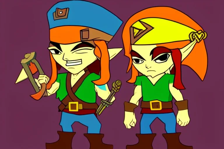 Cartoony and muscular Captain Jack Sparrow, Legend Of Zelda: Wind Waker style, stylized, colorful, adventurous.