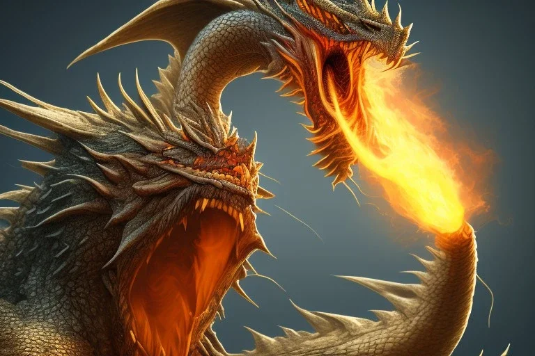 a dragon is spitting fire in an office