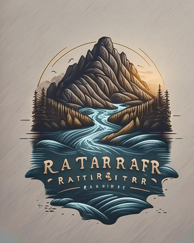 River and mountains logo design