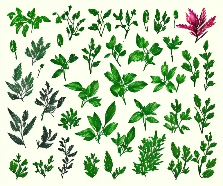 Vector plants and herb set illustration. Watercolor illustration color