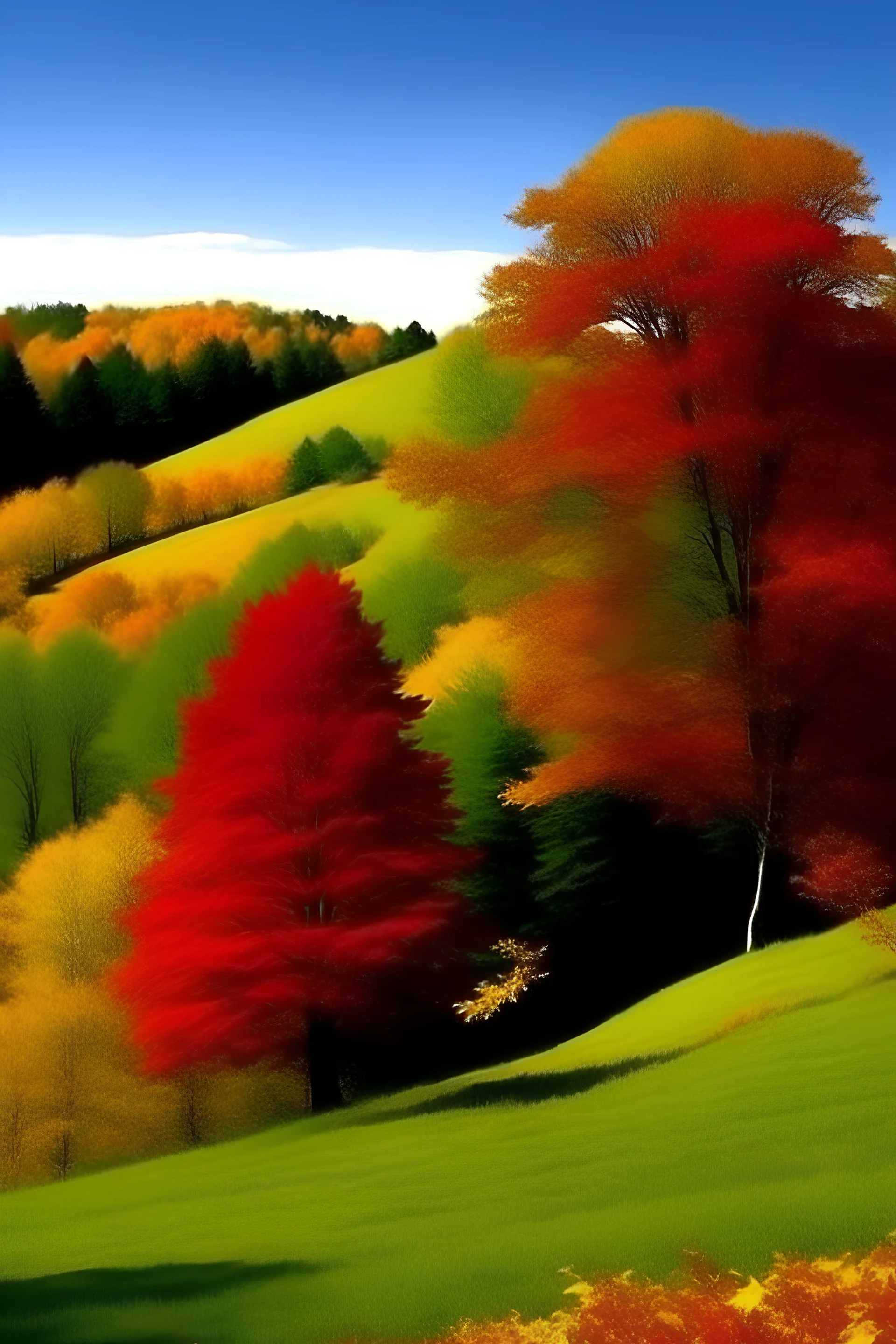 red maple, hill, golden, autumn