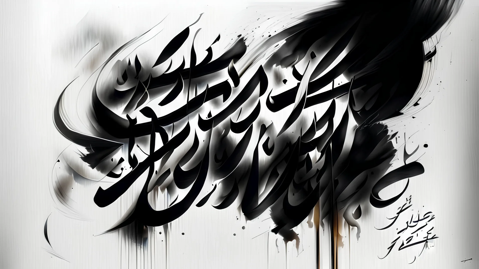 Calligraphy with a combination of gray, black and white