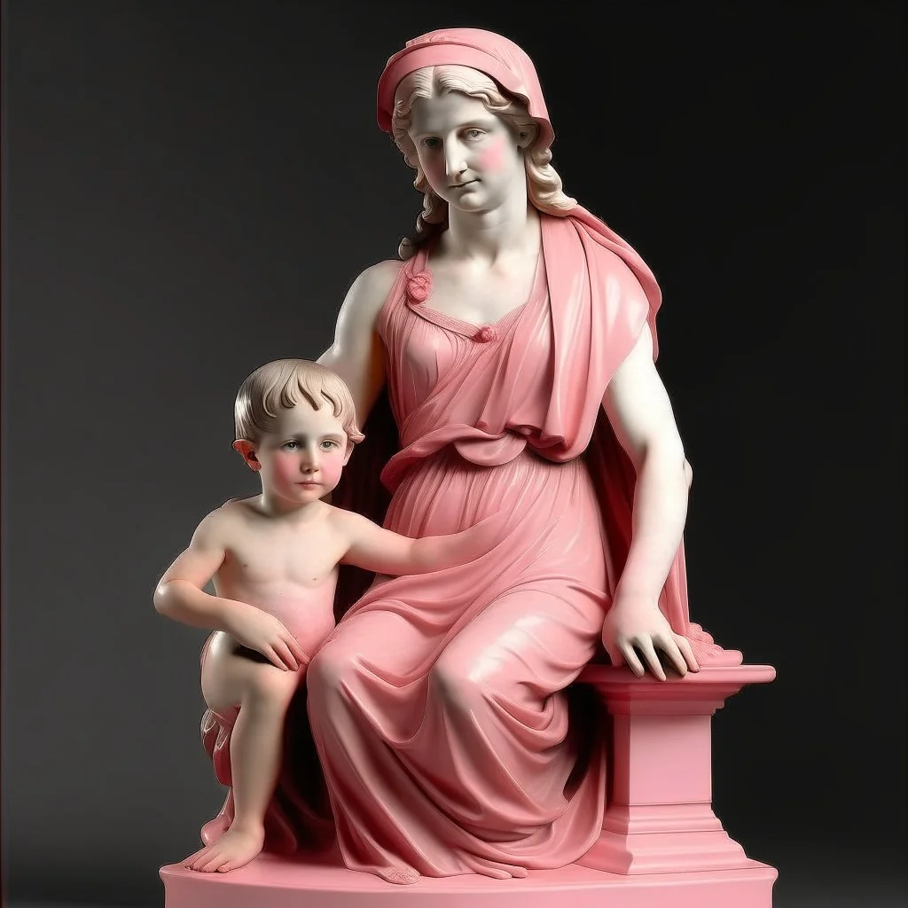 Neoclassicism pink woman and child