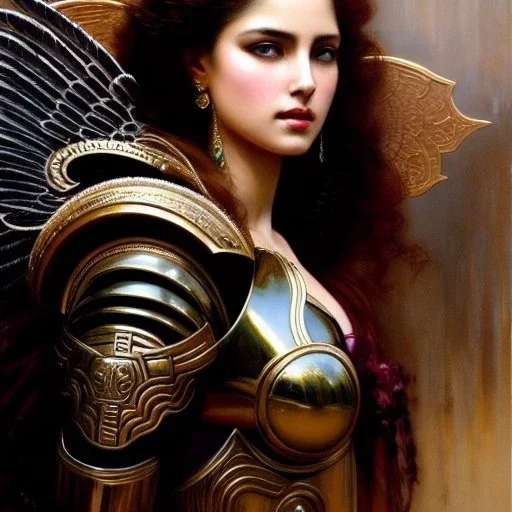 portrait beautiful face Female Angel,busty,ancient metal armor balanciaga fashion clothe painting by gaston bussiere, greg rutkowski, yoji shinkawa, yoshitaka amano, tsutomu nihei, donato giancola, tim hildebrandt, oil on canvas, cinematic composition, extreme detail,fit full head inside picture,16k