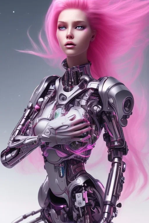 cyborg, pink hair,seven , perfekt, real, dream