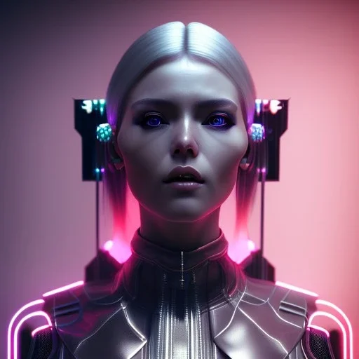 Cyber Woman, silver hair, samurai, cyberpunk, neon, highly detailed, art stations, concept art, smooth, unreal engine 5, god rays, ray tracing, RTX, lumen lighting, ultra detail, volumetric lighting, 3d, finely drawn, high definition, high resolution, gradient background