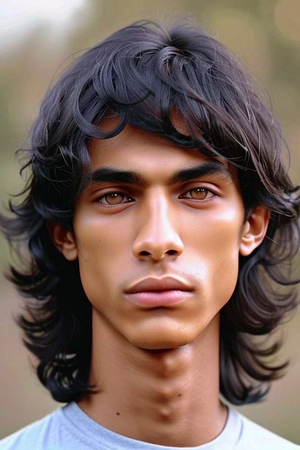 Appearance: Ari has a mixed-race skin tone with a light brown complexion. He has dark hair in a page boy haircut, and his hair length could be somewhere in-between long and short. His face is thin with high cheekbones and dark eyes that are often full of emotion. He stands at around 5 feet 7 inches tall, with a lean build that suggests he doesn't engage in a lot of physical activity. He is of average attractiveness with a boyish face.