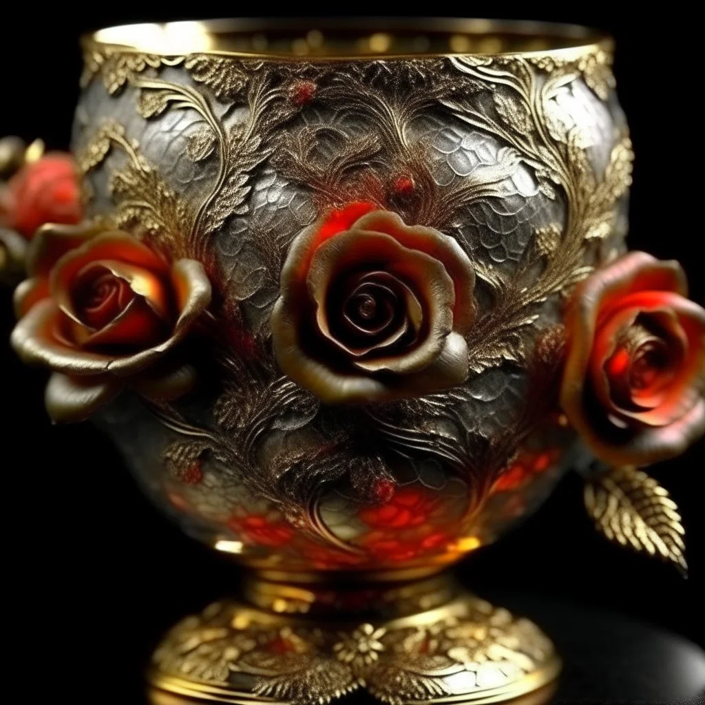 "grey scale, escher,extremely delicate iridescent red roses Flowers made of the finest gold threads and translucent glass, tiny golden accents and tiny, small glowing incredibly lovely gem stones, beautifully and intricately detailed, ethereal glow, whimsical, art by Mschiffer, best quality, glass art, magical holographic glow ethereal fantasy hyperdetailed"