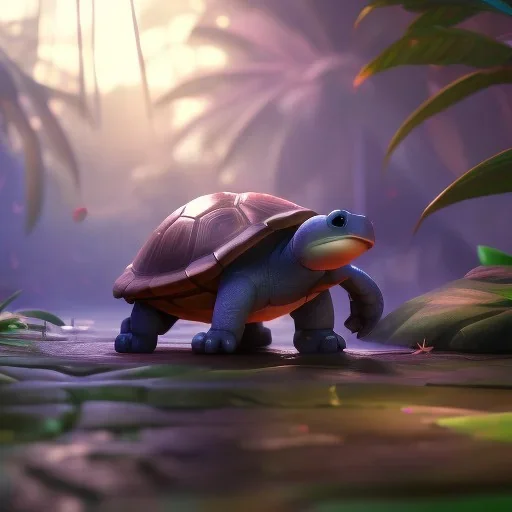 Cute turtle, league of legends, in the jungle, full detail, intricate detail, cinematic, 8 k, cel shaded, unreal engine, featured on artstation, pixiv, cartoon style