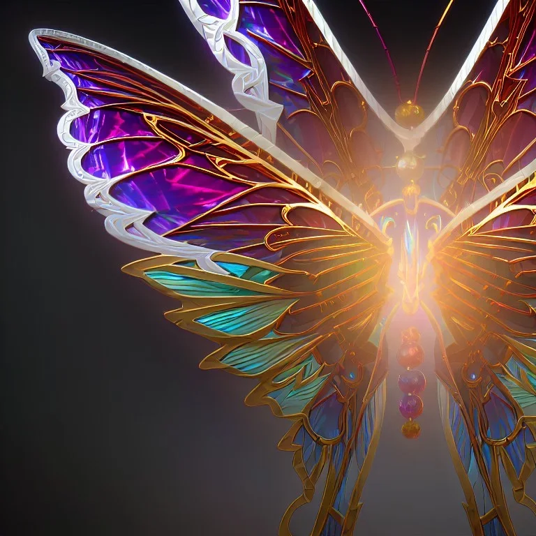 Абстрактная Белая Бабочка радужные чешуйки с хвостом скрученные крылья со стеклянными шариками приплюснутая золотое плетение красная ягода