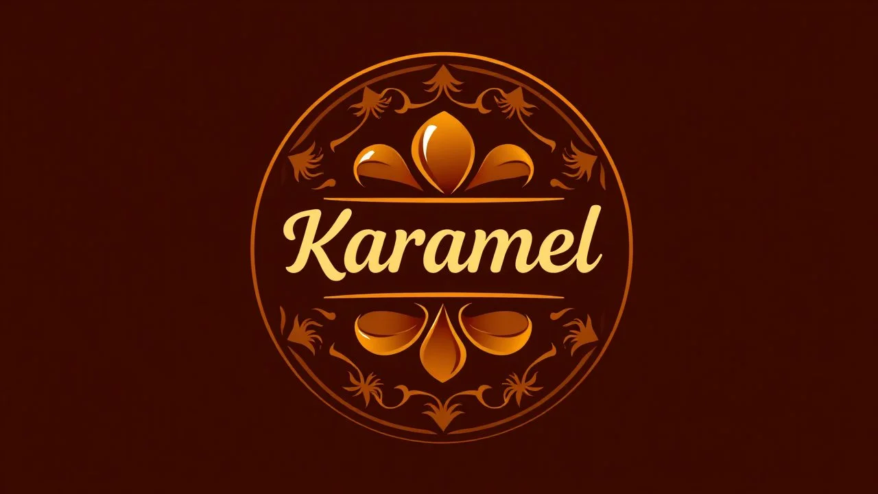 A round logo named (karamel) designed for a confectionary with a red gold color theme