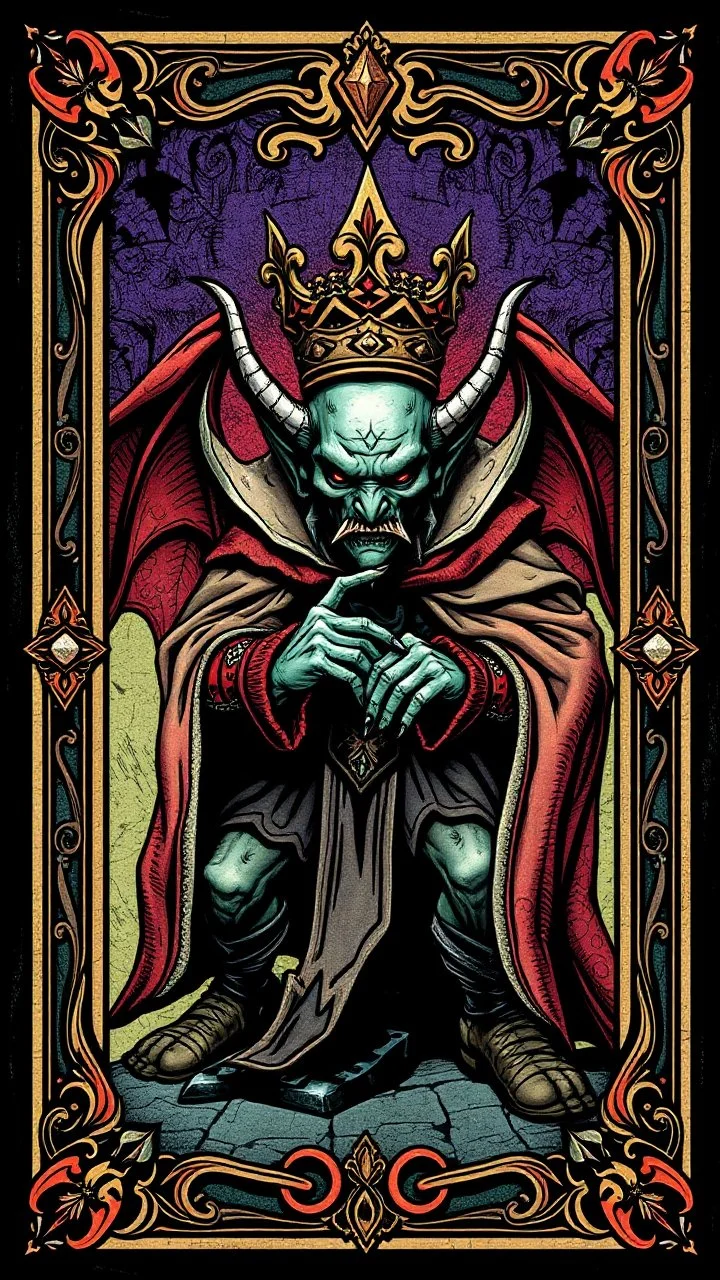 goblin king card with ornate frame