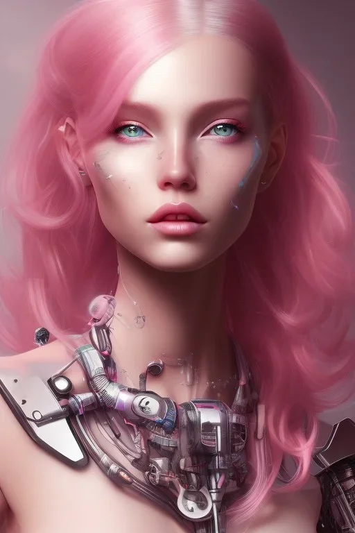 cyborg, pink hair,seven , perfekt, real, dream