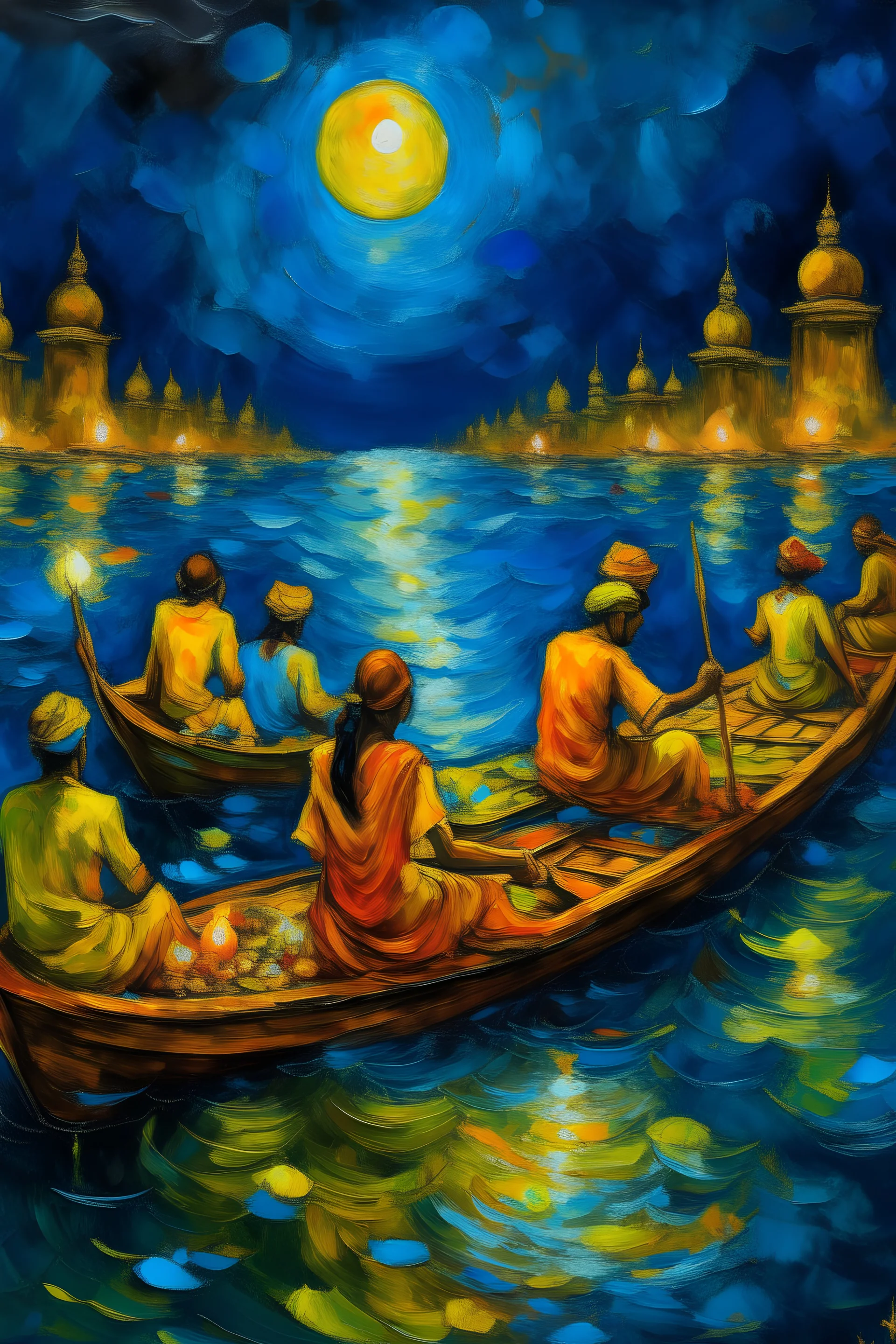 ganga aarti as a van gogh painting