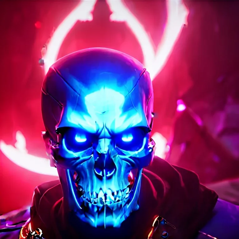 Ultra high definition, skull, skull, red, blue, purple, polished, fractured leaking, bloody, crystal, Viking, horns, ghost rider