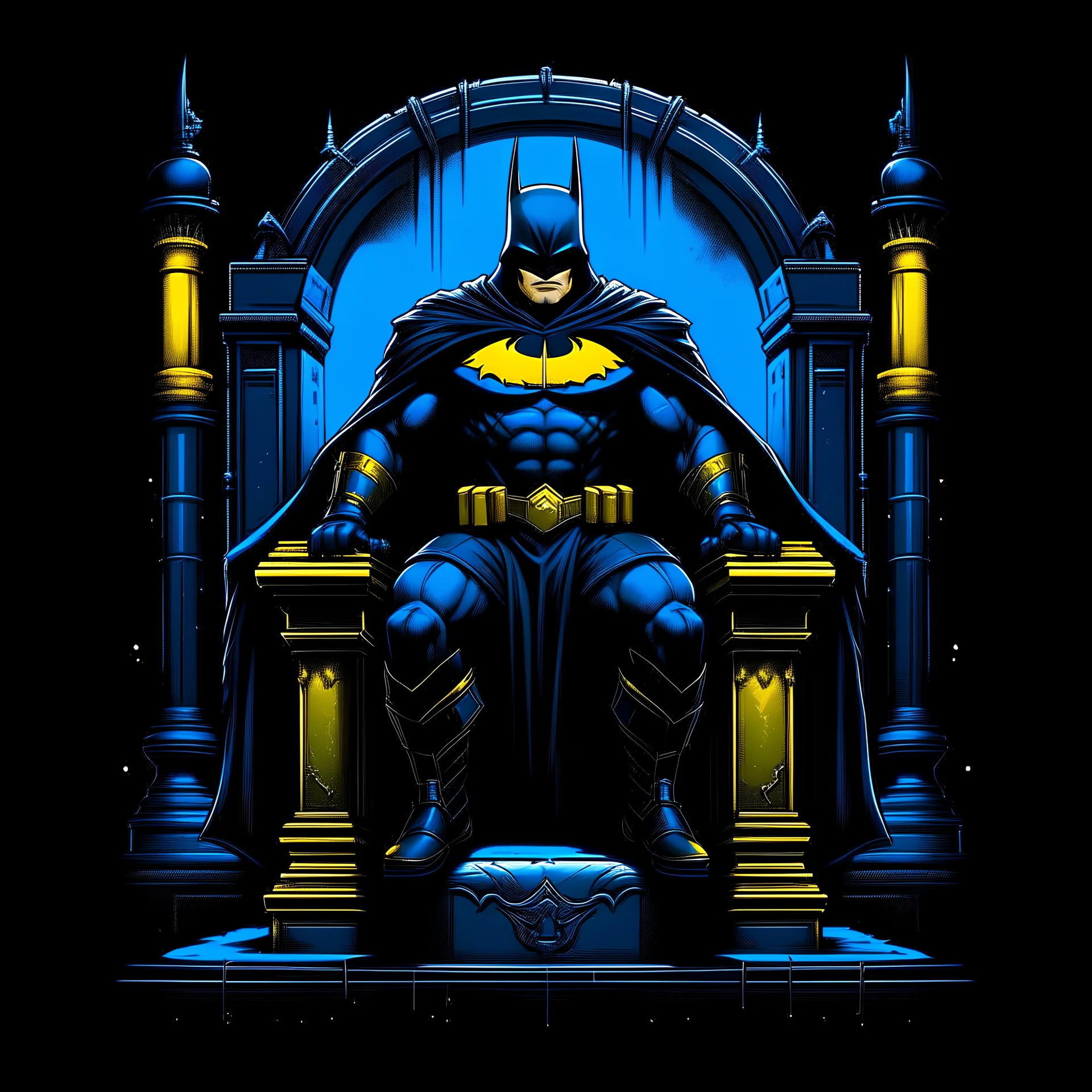 Batman on his throne, for a t-shirt design