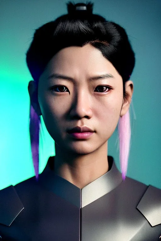 portrait, Asian cyborg woman, samurai warrior :: symmetry photography, cyberpunk style, pink hair, black samurai army, katana, japanese traditional ornaments, pink, white, black, glow eyes, cinematic, Ultra realistic, dark scene, soft color, highly detailed, unreal engine 5, RTX, ultra detail, 3d, finely drawn, high definition.