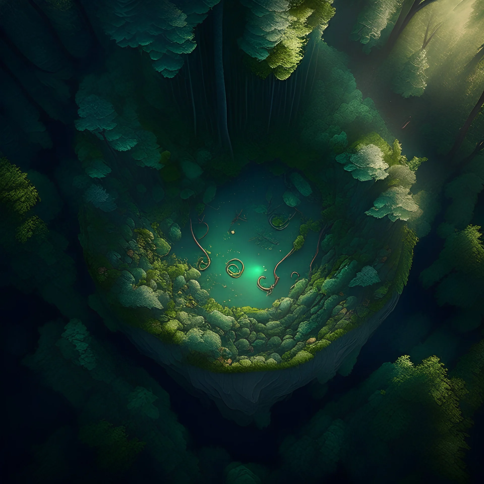 fantasy forest from above