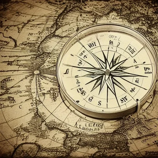 Compass and old ocean map