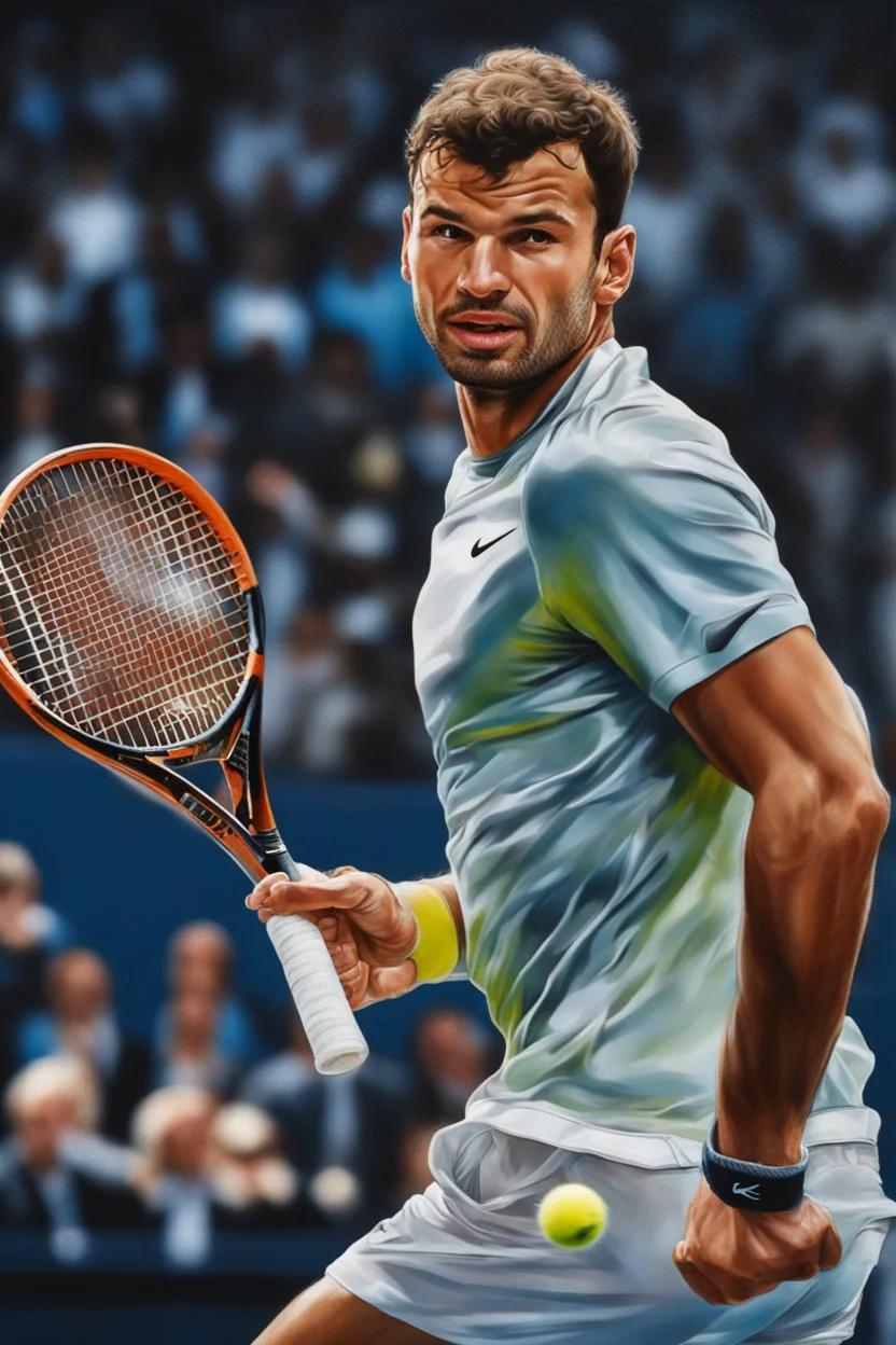 A hyper-realistic, A vibrant illustration of Grigor Dimitrov