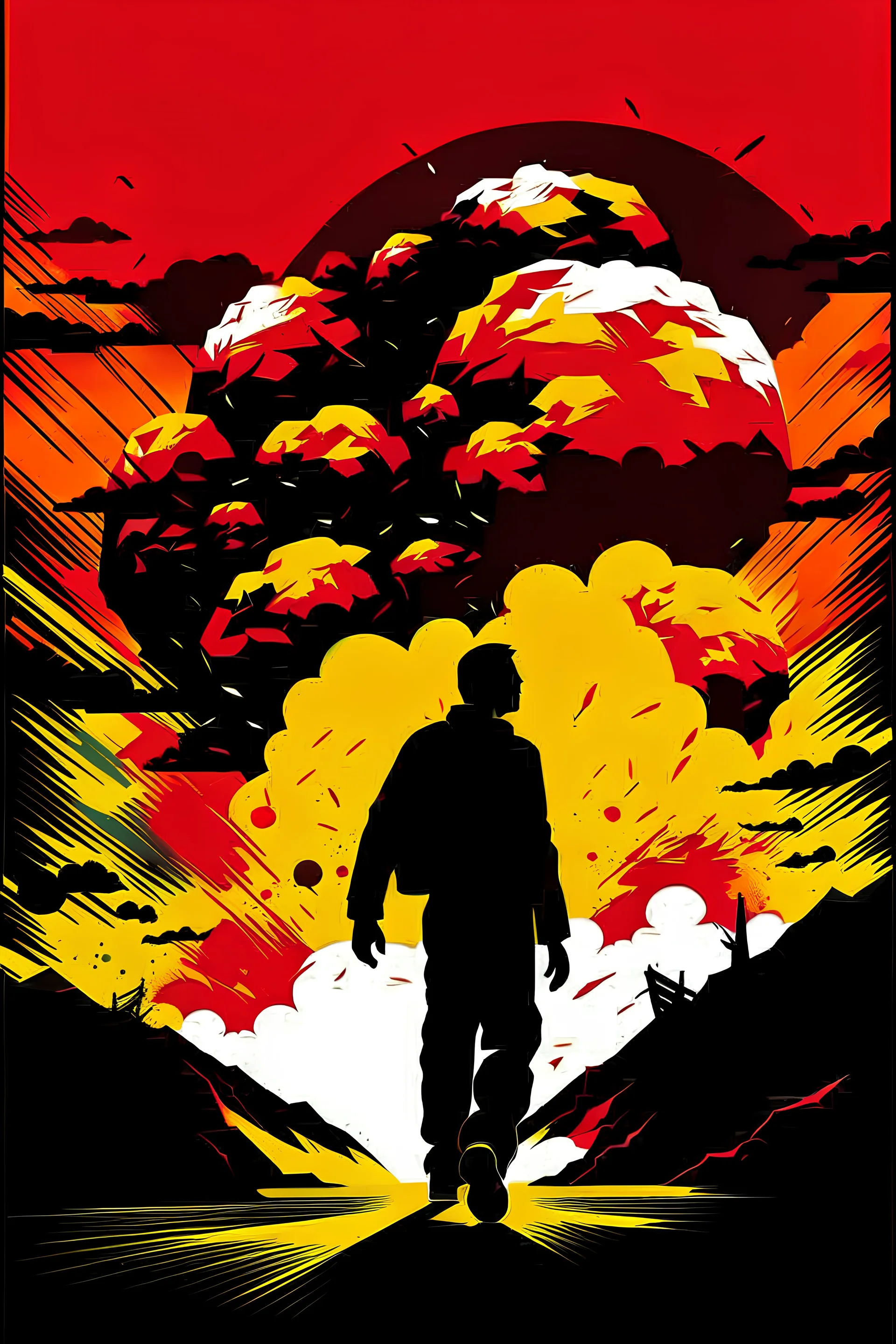 Create an intense, high-stakes poster." The background should depict a vivid, dramatic explosion with lighting to convey a sense of urgency and danger. In the foreground, include a sharply contrasted silhouette of a man in a focused, tense stance, carefully attempting to defuse a time bomb. The atmosphere should exude tension, precision, and high risk, emphasizing the meticulous nature of the task. Add a tagline at the bottom: "towards perfection