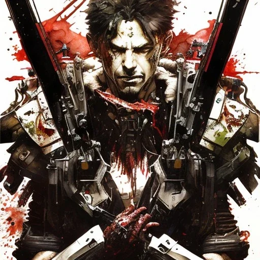 cry blood, watercolor illustration by <Yoji Shinkawa>,