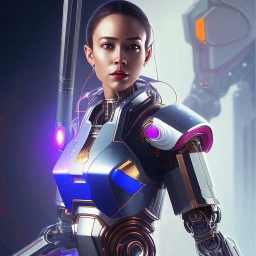 cosmos masterpiece, humanoid sexy cyborg robot with tongue and katana sword, sango fantasy, fantasy magic, sharp focus, illustration, highly detailed, digital painting, concept art, matte, artgerm and paul lewin and kehinde wiley, full figure, fit in board, cyber punk, pretty accurate hands face fingers, natural aye, fit within portrait