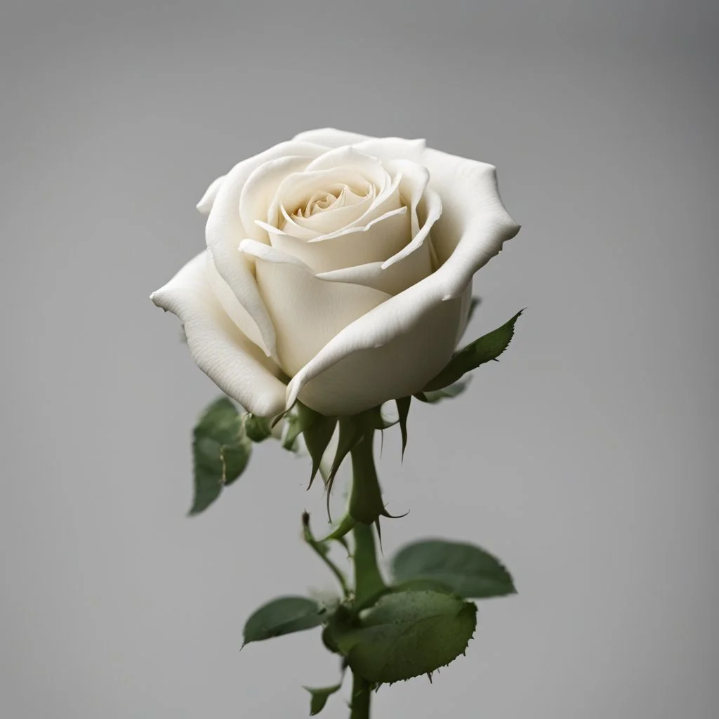 A white rose bleeding from its stem